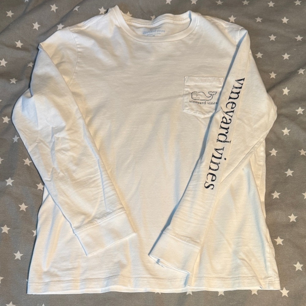 Vineyard Vines White Long Sleeve Tee with Logo